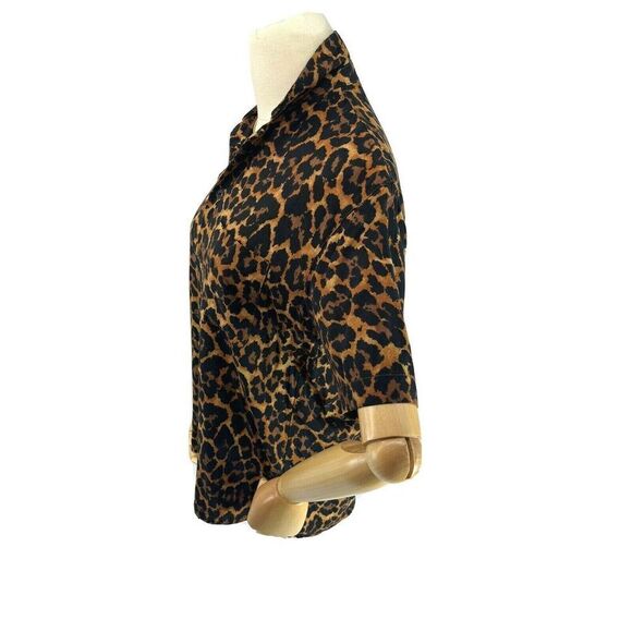 Urban Outfitters Womens Animal Print Shirt Top Size XS Button Up Boxy Collared - Picture 2 of 11
